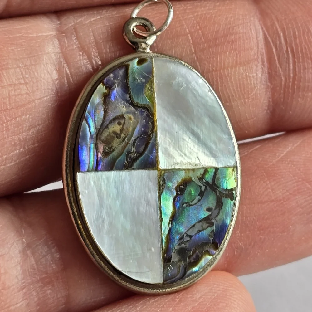 Vintage Pendant Southwestern style charm mother of pearl shell boho